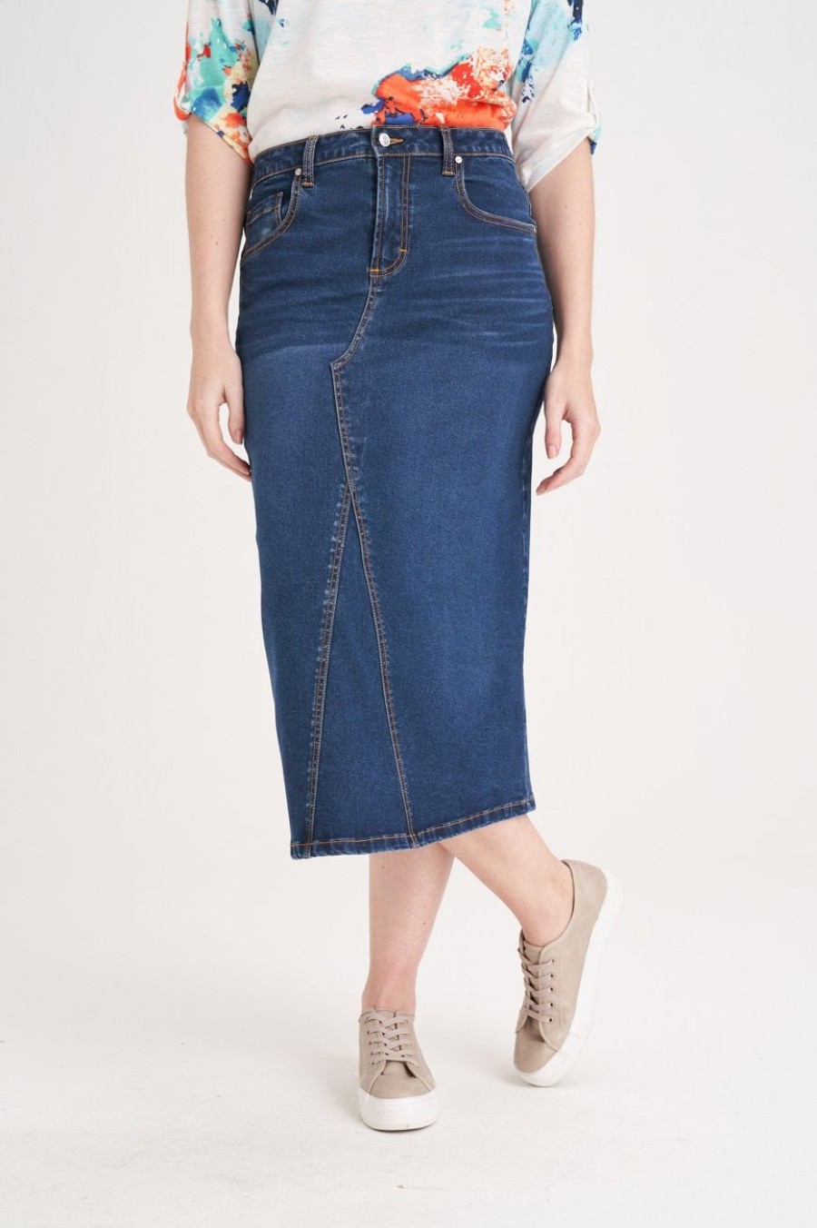 Clothing MILADYS | A-Line Denim Skirt Ink