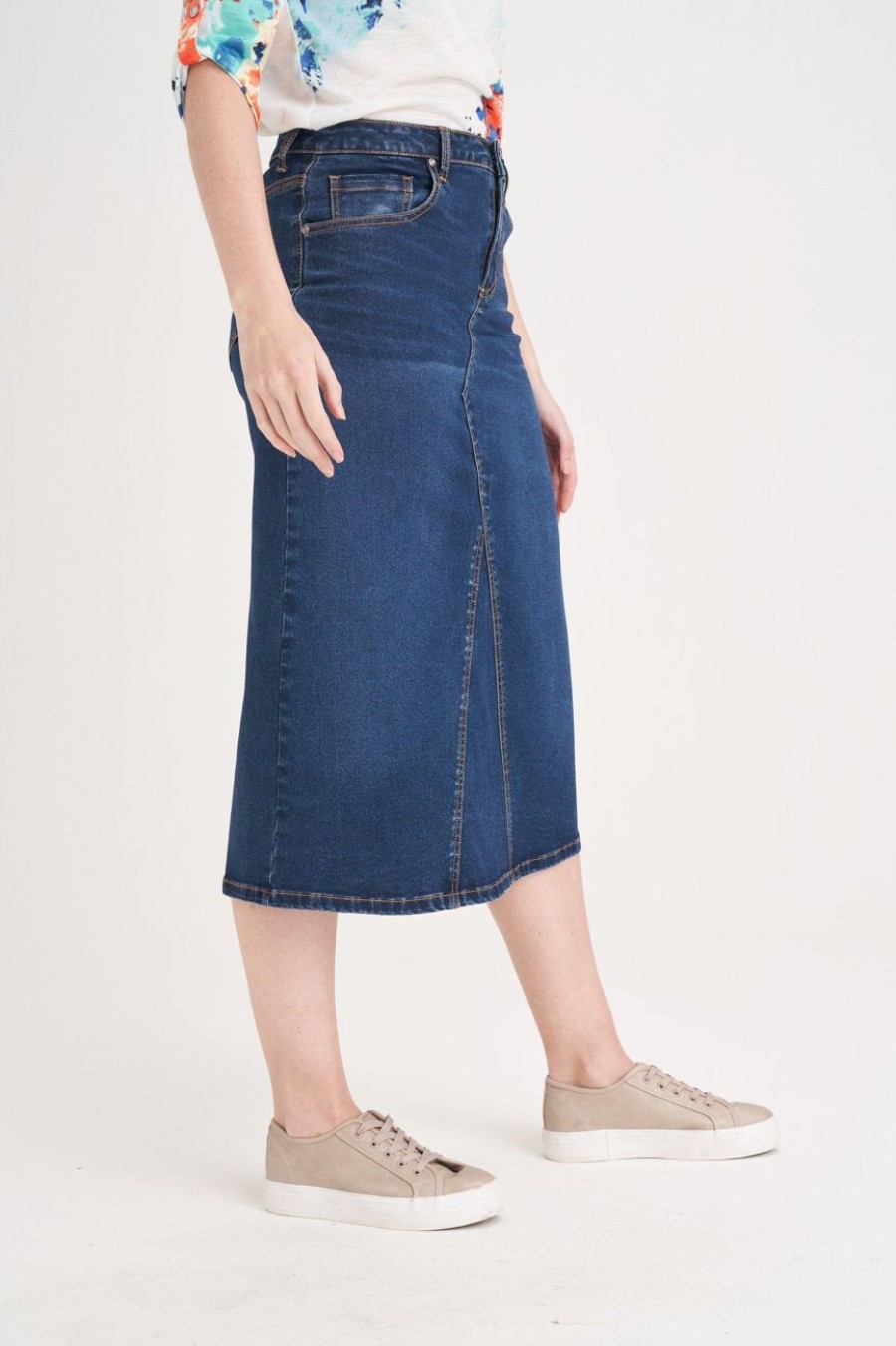 Clothing MILADYS | A-Line Denim Skirt Ink