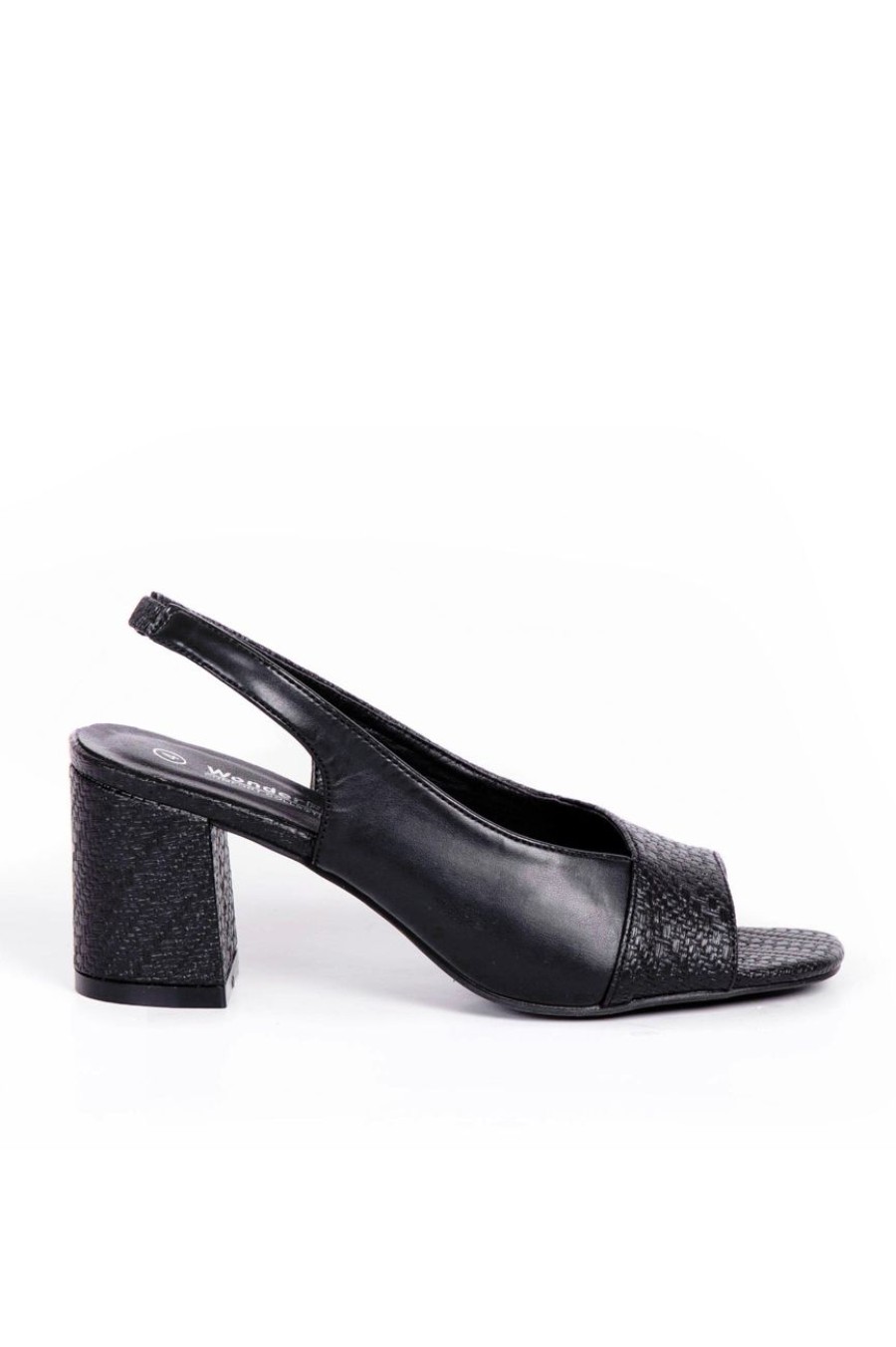 Shoes MILADYS | Wonderfit Peep Toe Block Heels Black