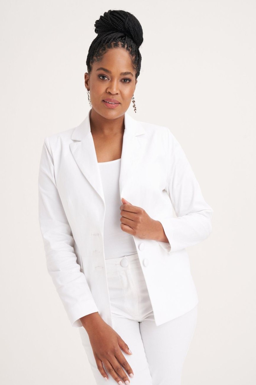 Clothing MILADYS | Cotton Sateen Blazer White