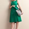 Clothing MILADYS | Sateen Fit And Flare Dress Green Grass Green