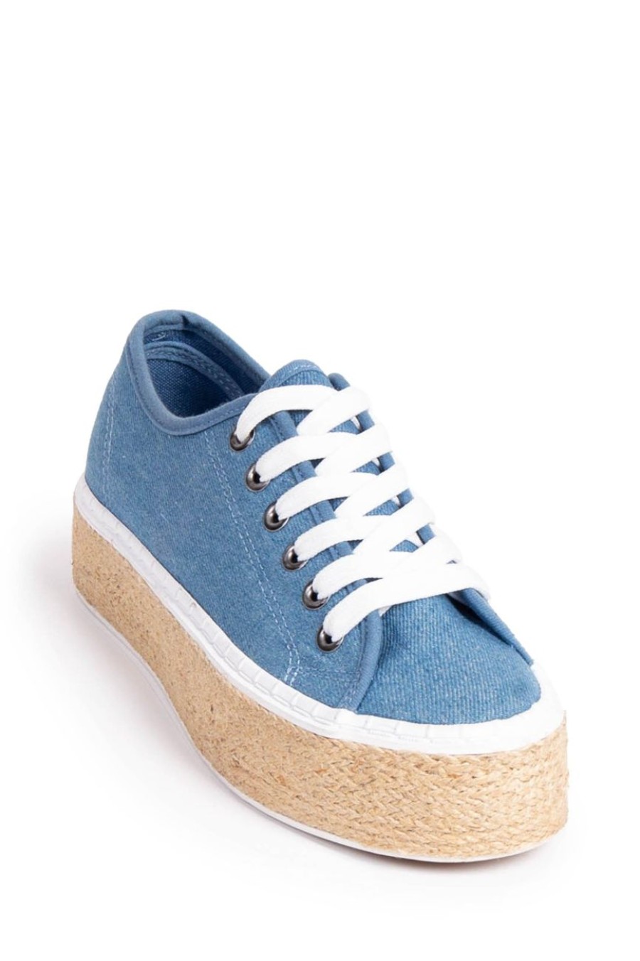 Shoes MILADYS | Lace Up Denim Sneakers Baby Blue