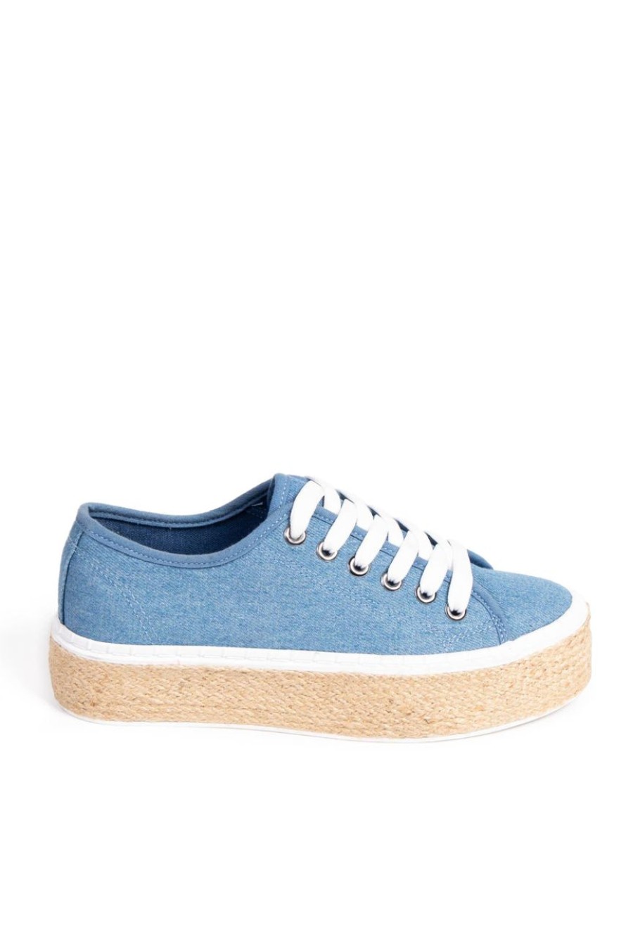 Shoes MILADYS | Lace Up Denim Sneakers Baby Blue