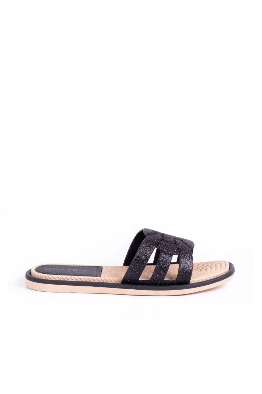 Shoes MILADYS | Glitter Slip On Sandal Black