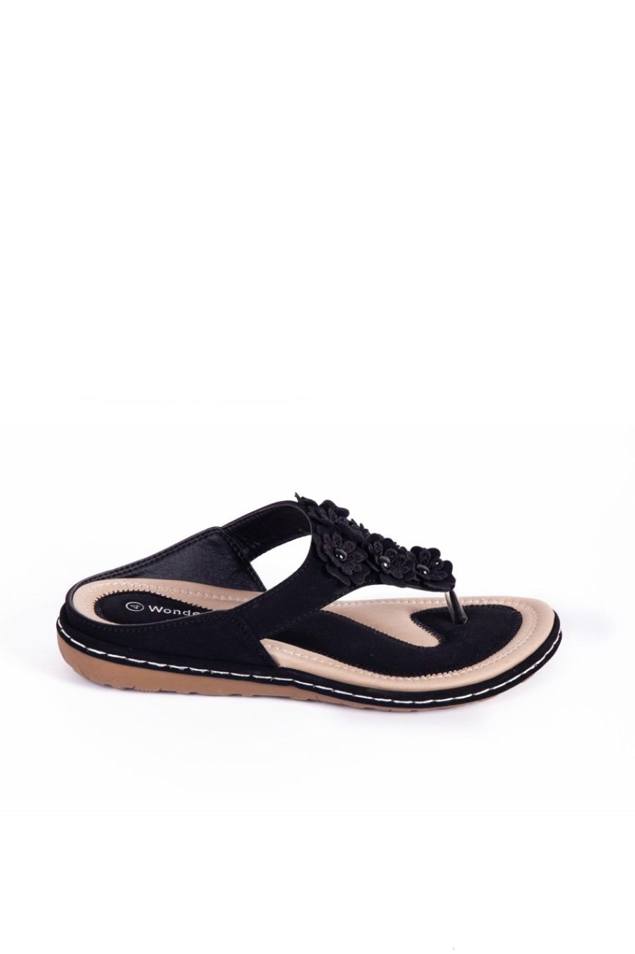 Shoes MILADYS | Wonderfit Thong Sandal Black