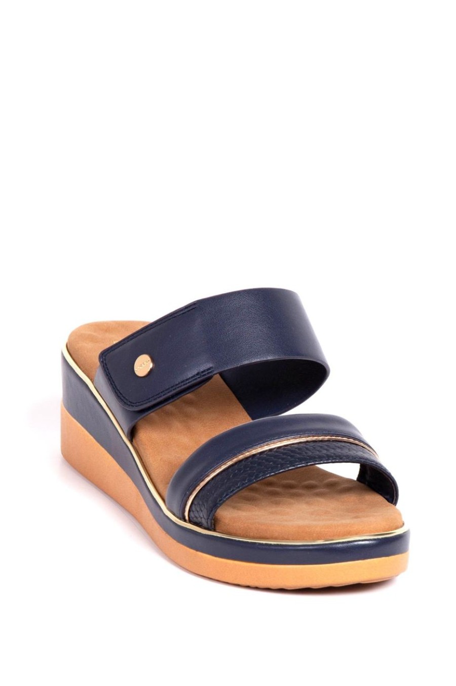 Shoes MILADYS | Double Strap Wedge - Bata Comfit Navy