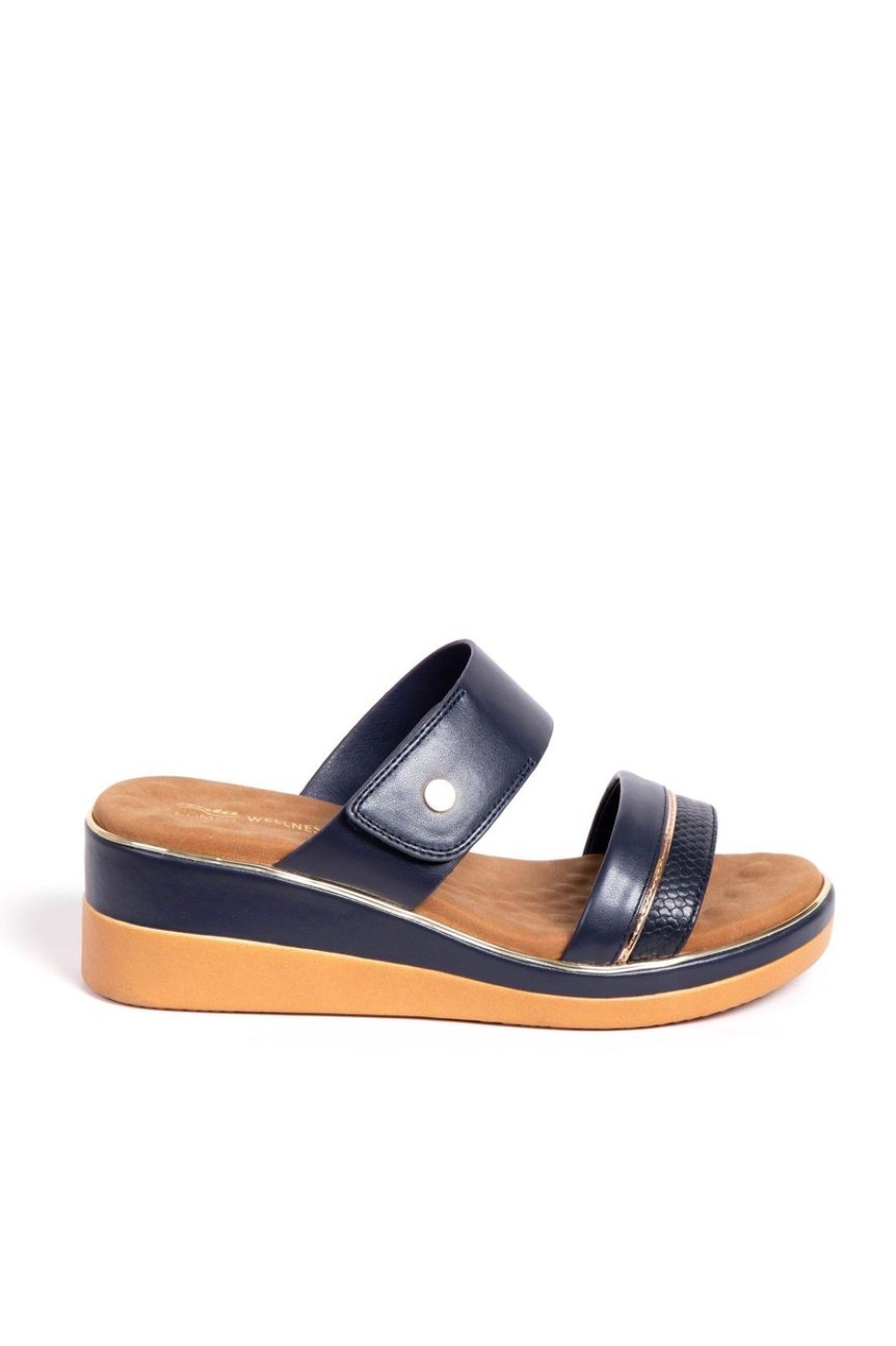 Shoes MILADYS | Double Strap Wedge - Bata Comfit Navy