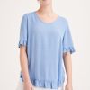 Clothing MILADYS | Woven Ruffle Trim Top Baby Blue