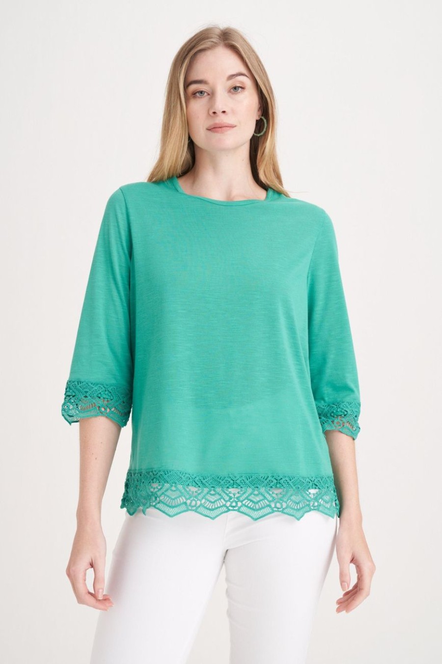 Clothing MILADYS | Lace Trim Top Green Forest Green