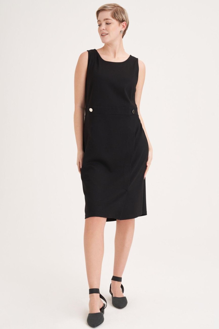 Clothing MILADYS | Ponte Pinafore Dress Black