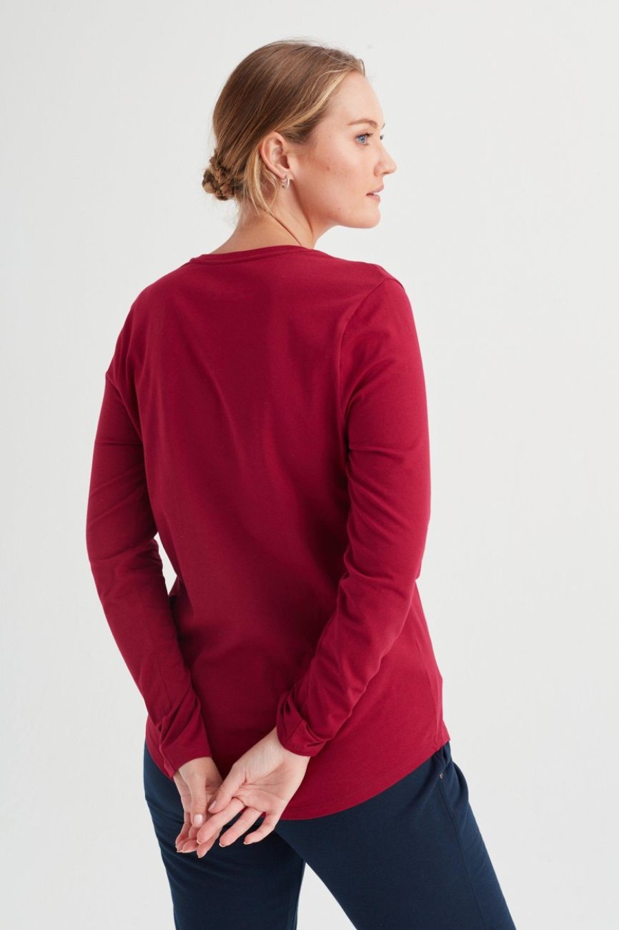 Clothing MILADYS | Basic Long Sleeve T-Shirt Berry Mulberry