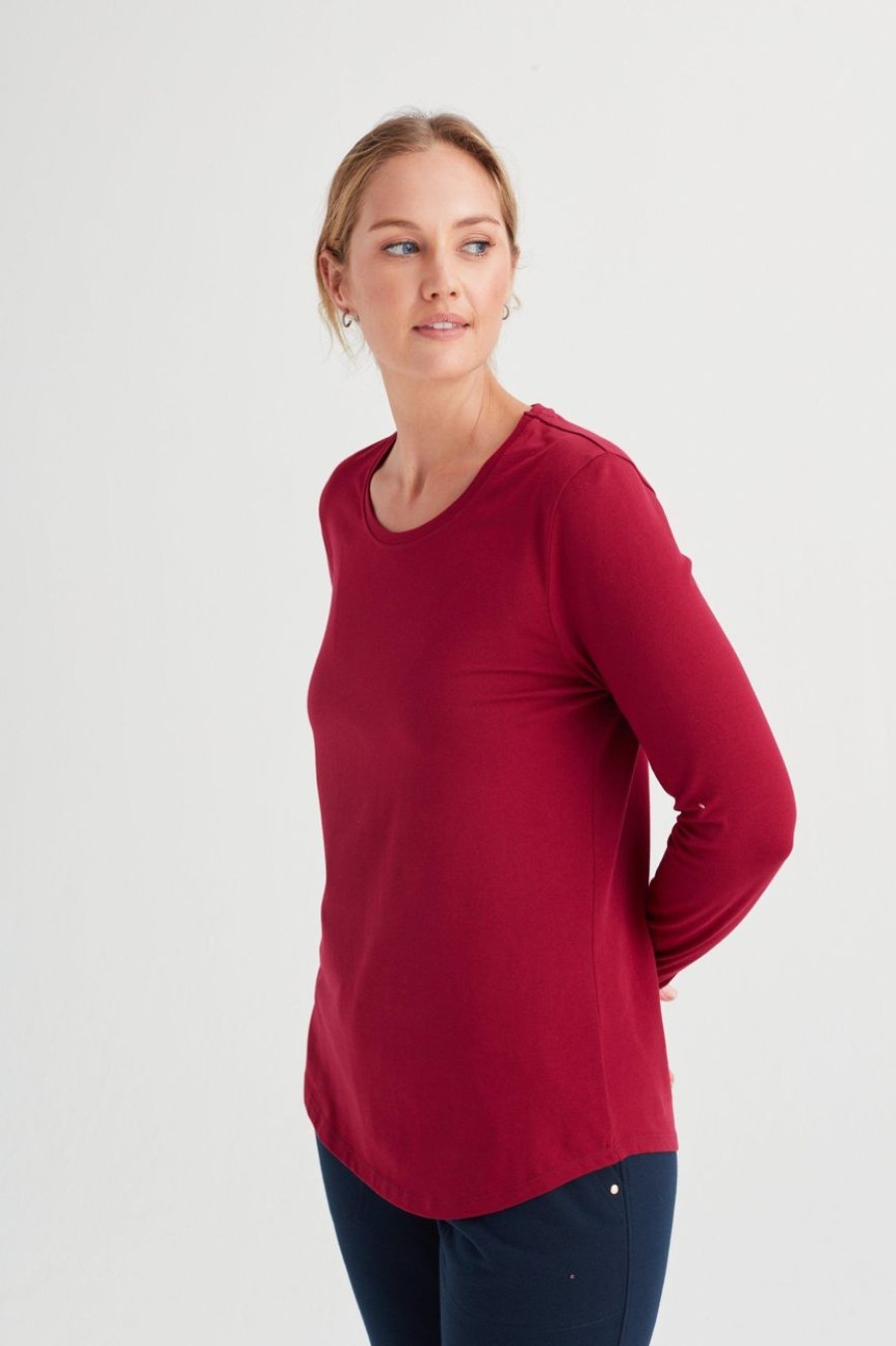 Clothing MILADYS | Basic Long Sleeve T-Shirt Berry Mulberry