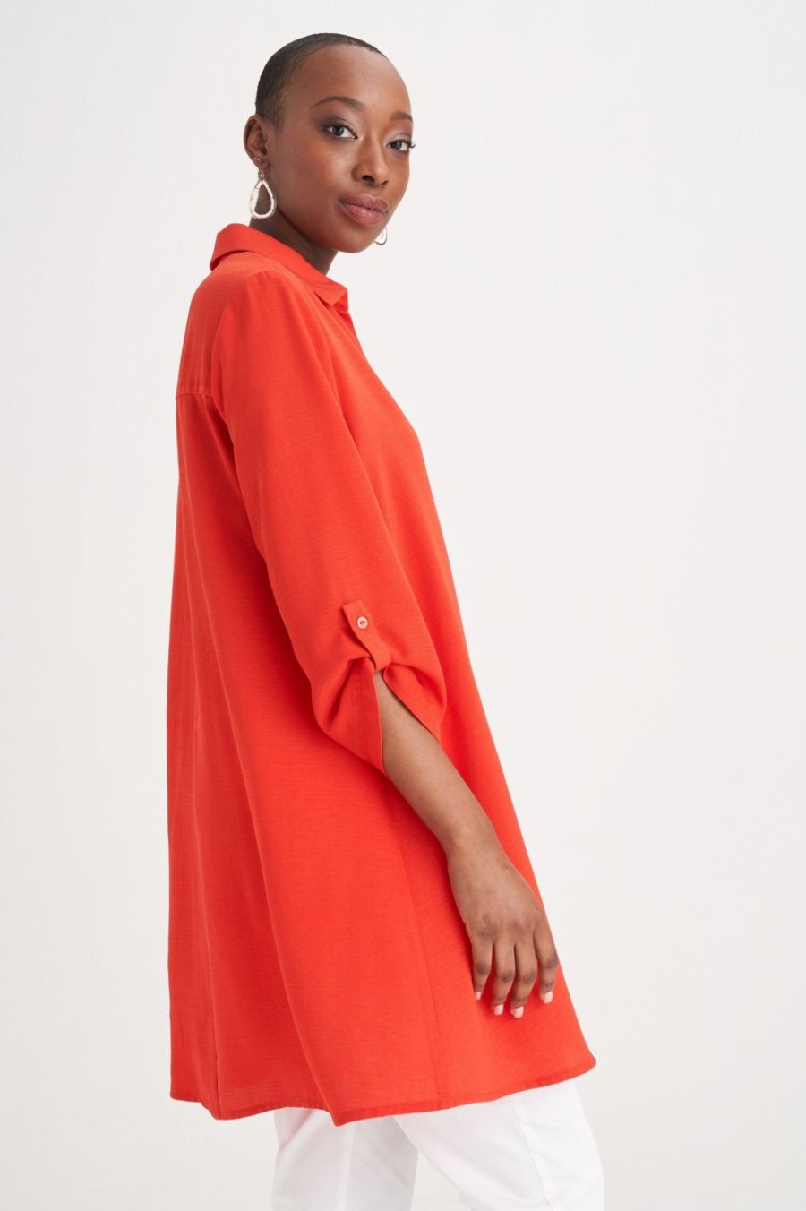 Clothing MILADYS | Longer Length Shirt Orange Burnt Orange