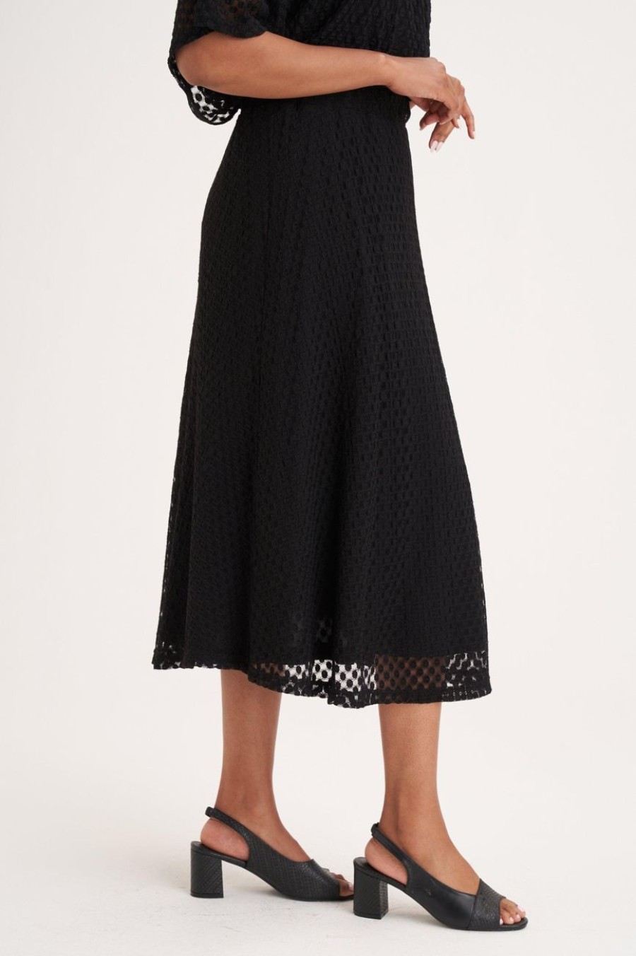 Clothing MILADYS | Lace Overlay A-Line Skirt Black