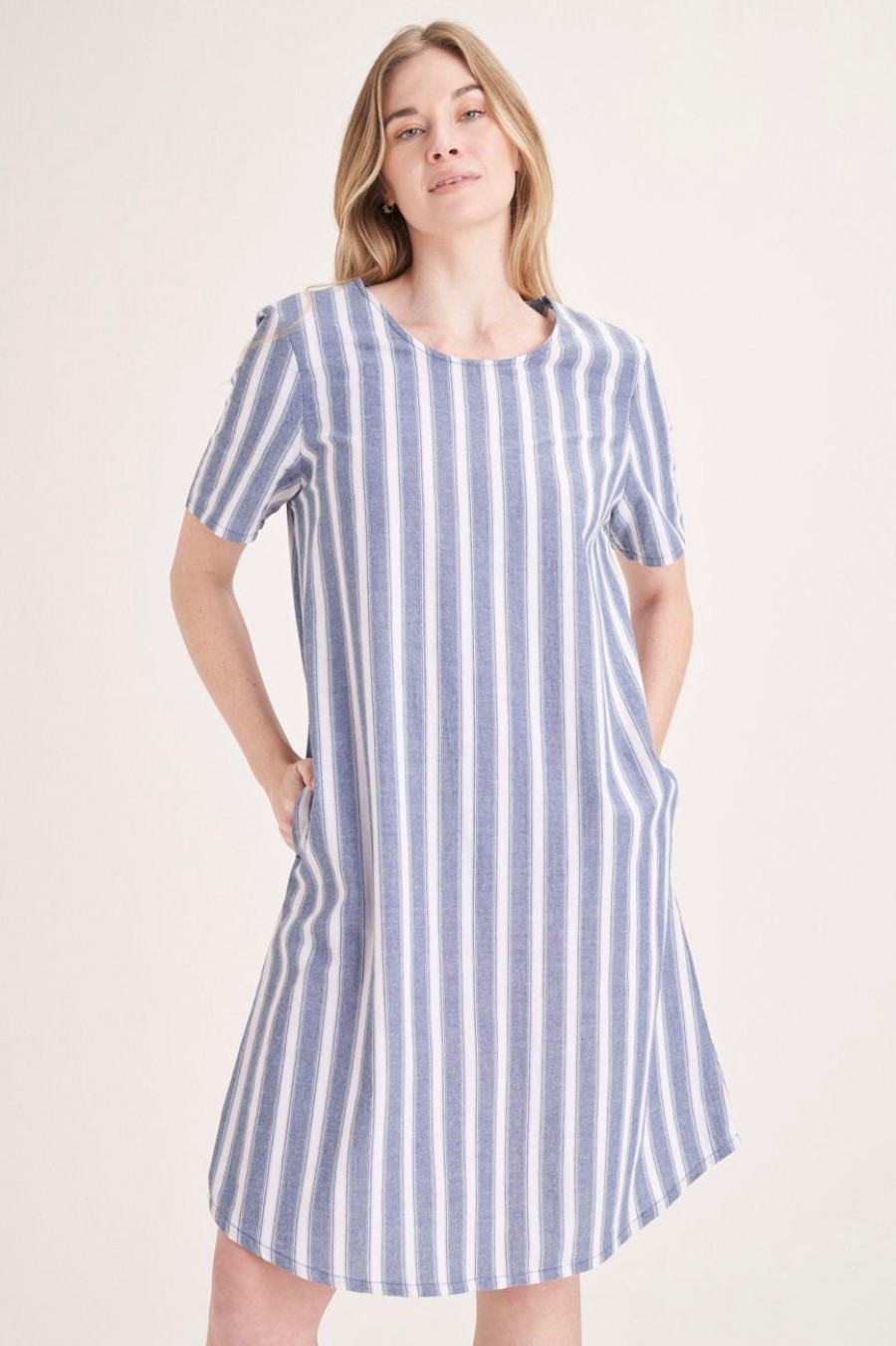 Clothing MILADYS | Washer Cotton Stripe Shift Dress Multi