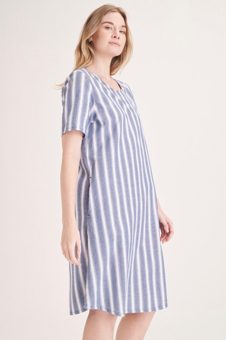 Clothing MILADYS | Washer Cotton Stripe Shift Dress Multi