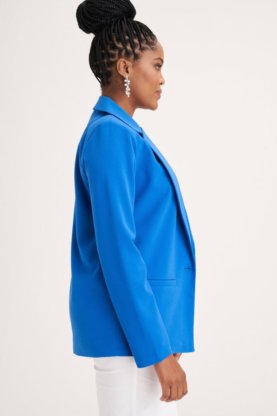 Clothing MILADYS | Crepe Knit Blazer Cobalt