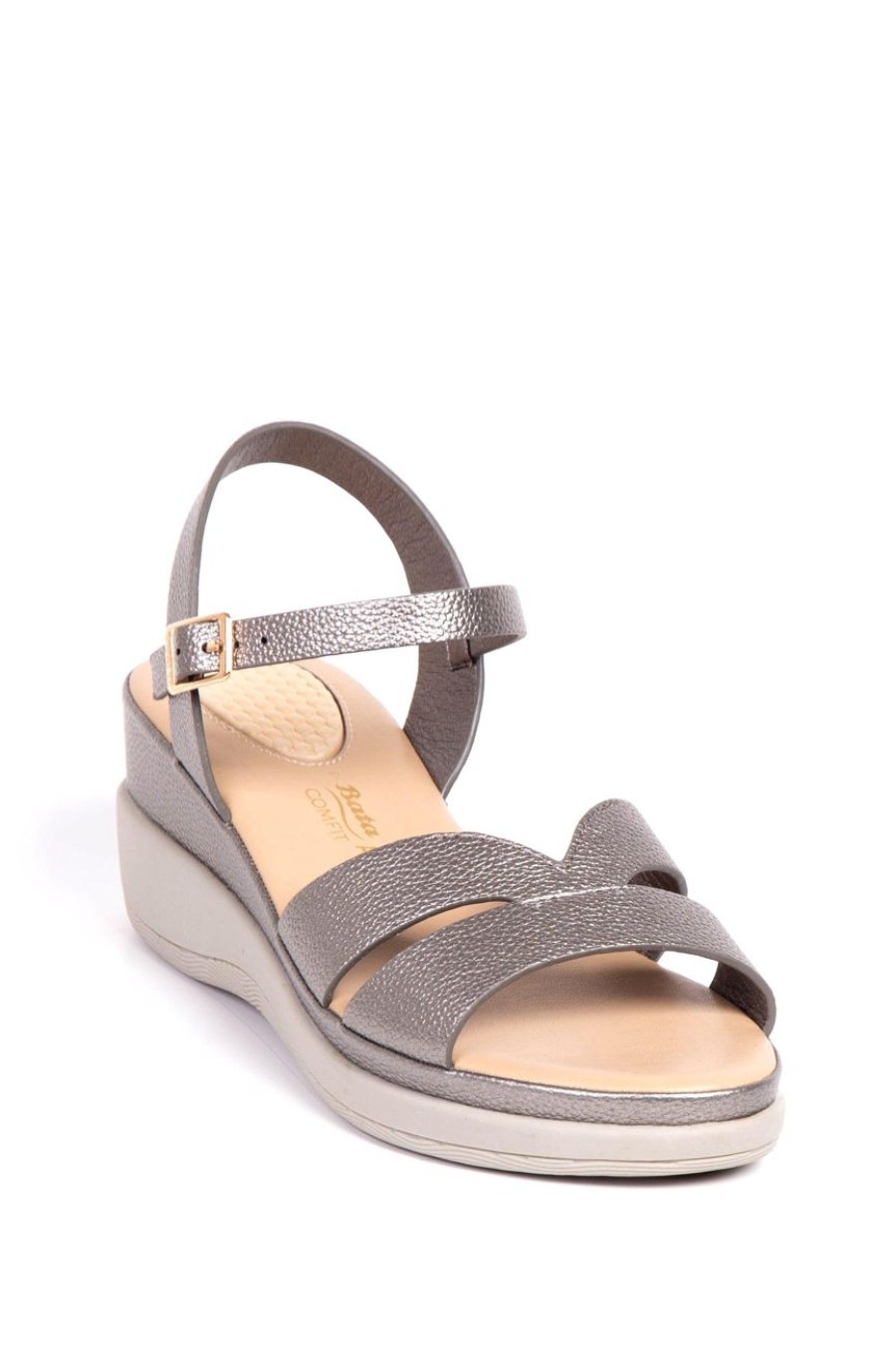 Shoes MILADYS | Ankle Strap Wedge - Bata Comfit Pewter