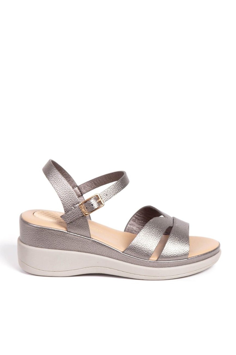 Shoes MILADYS | Ankle Strap Wedge - Bata Comfit Pewter