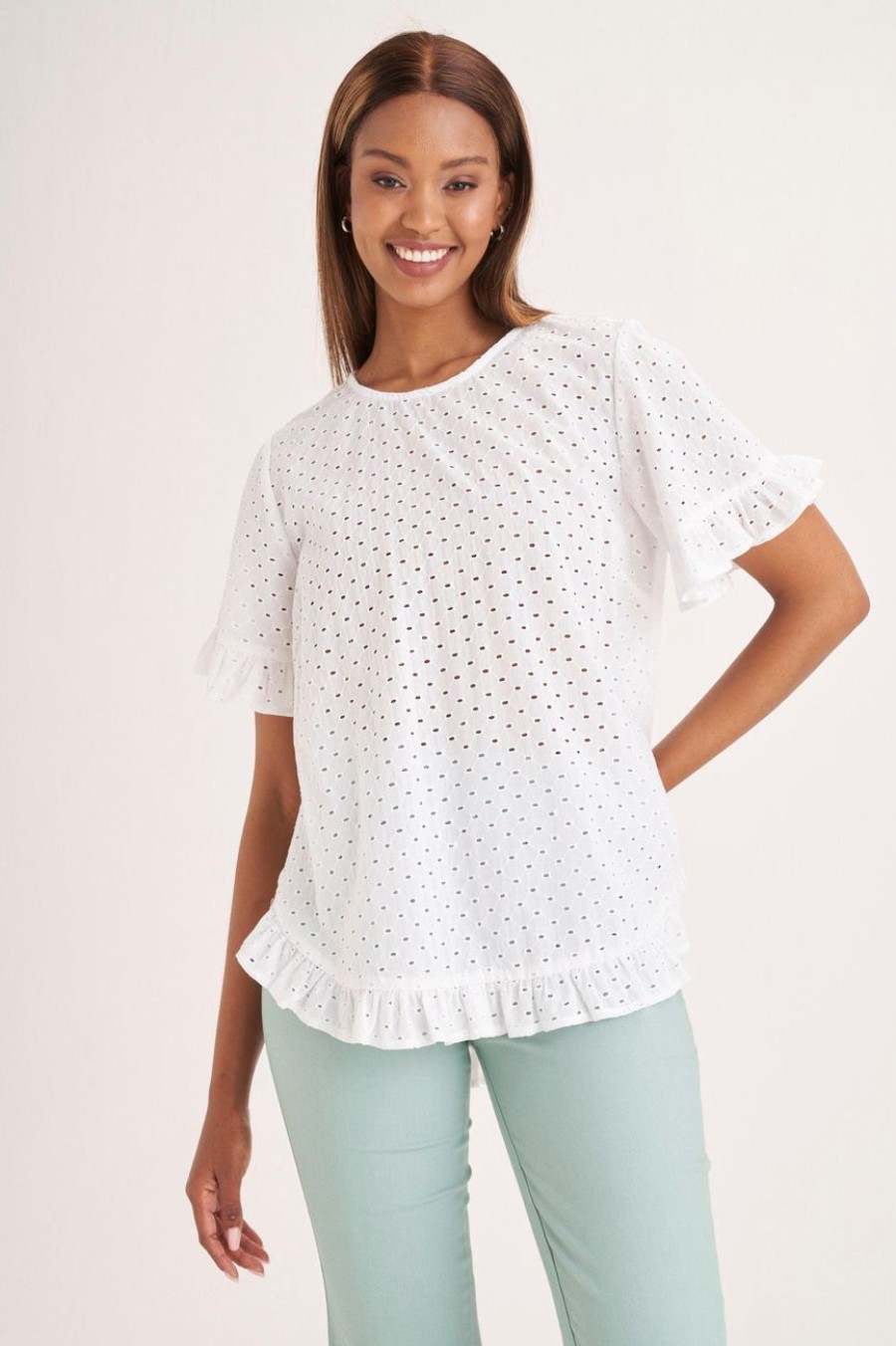 Clothing MILADYS | Anglaise Top White