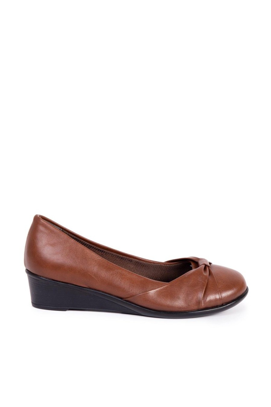 Shoes MILADYS | Wedge With Bow Trim Brown Chocolate