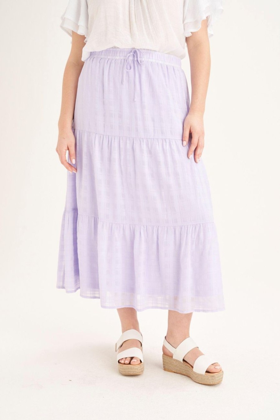 Clothing MILADYS | Tiered Textured A-Line Skirt Lilac