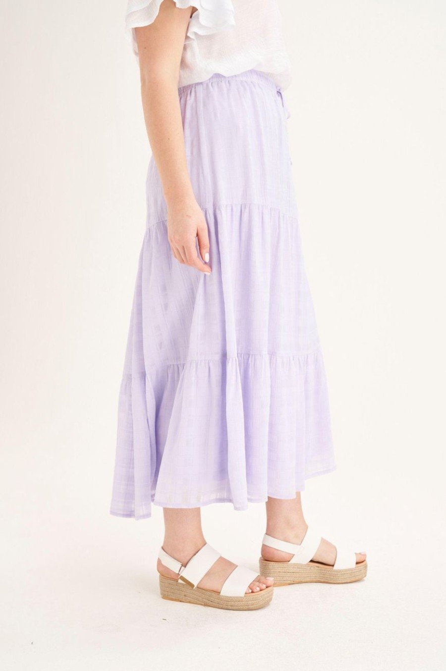 Clothing MILADYS | Tiered Textured A-Line Skirt Lilac