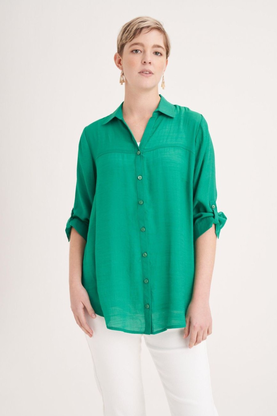 Clothing MILADYS | Regular Fit Shirt Emerald Green Multi