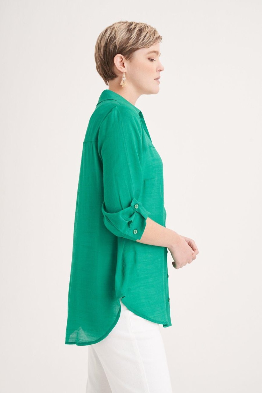 Clothing MILADYS | Regular Fit Shirt Emerald Green Multi