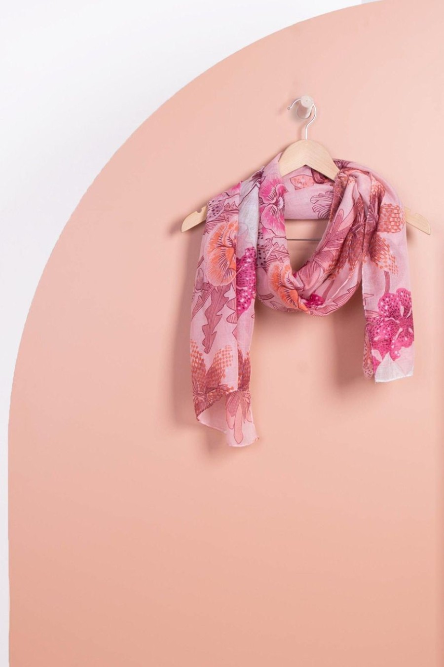 Accessories MILADYS | Floral Print Scarf Blush Pink