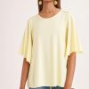 Clothing MILADYS | Boxy Top With Lace Trim Yellow Baby Yellow