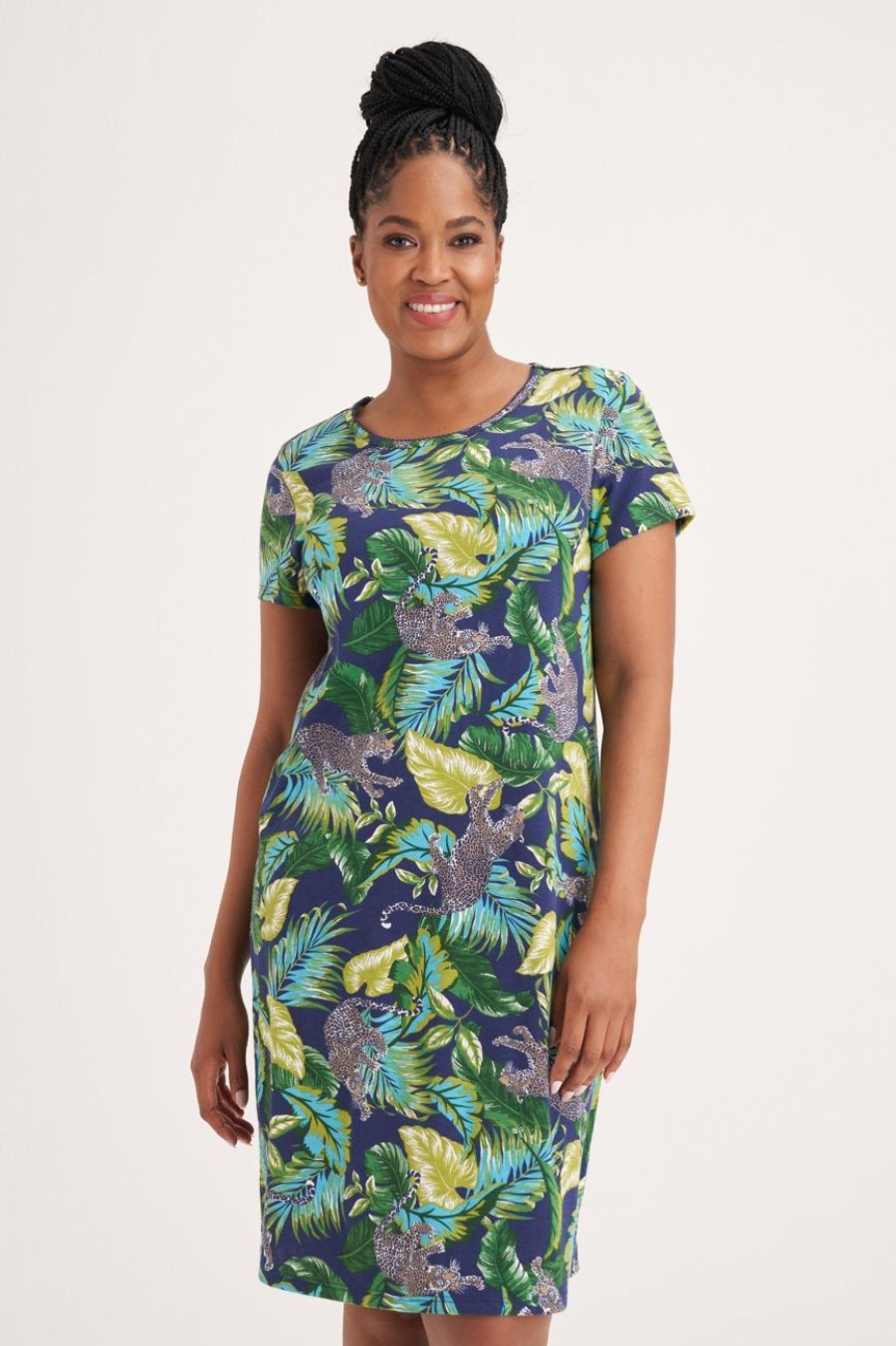 Clothing MILADYS | Tropical Print Sleep Dress Navy