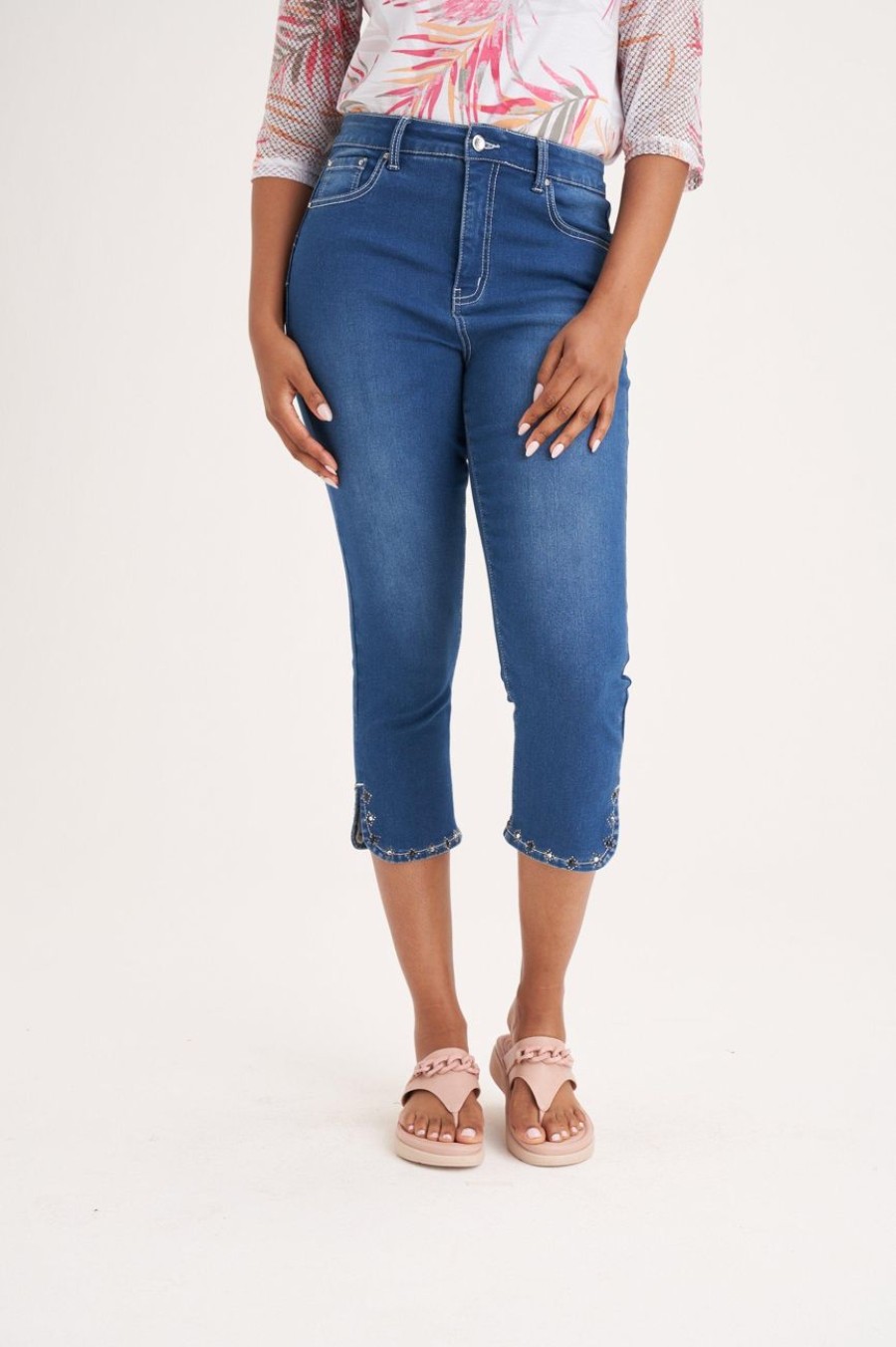 Clothing MILADYS | Slim Leg Denim Crops Midwash Ink