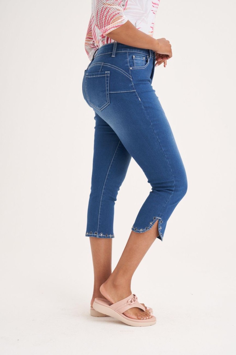 Clothing MILADYS | Slim Leg Denim Crops Midwash Ink