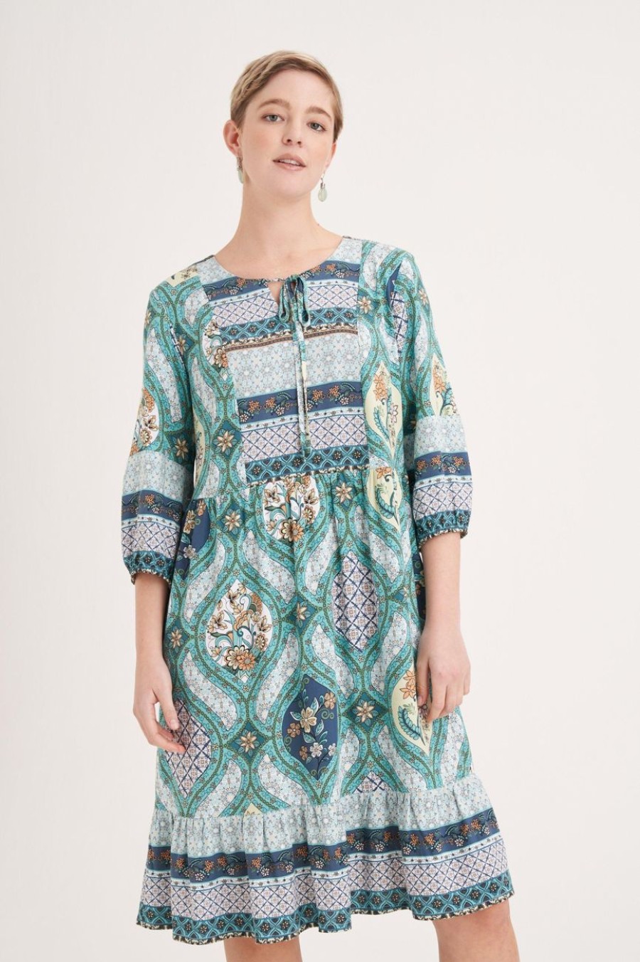 Clothing MILADYS | Printed Peasant Dress Multi