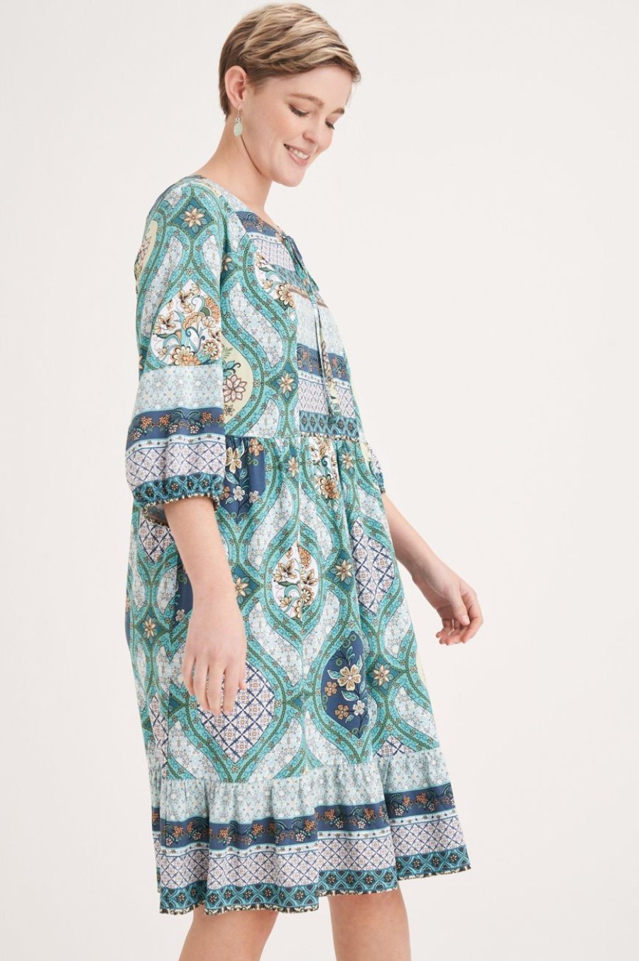 Clothing MILADYS | Printed Peasant Dress Multi