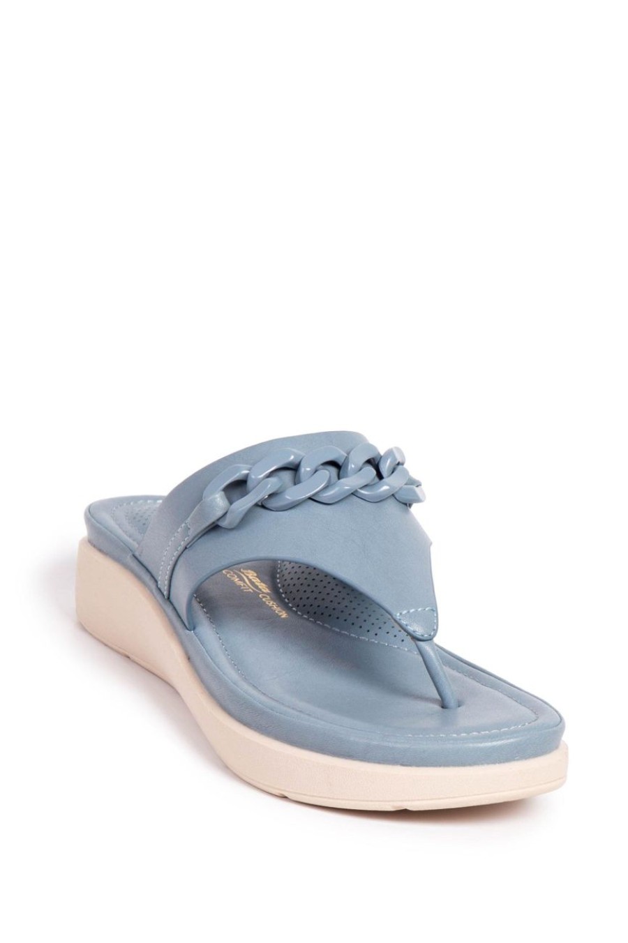 Shoes MILADYS | Chain Trim Thong Sandal - Bata Comfit Baby Blue