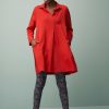 Clothing MILADYS | Ponte Collared Tunic Red Fire Engine Red