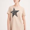 Clothing MILADYS | Star Print T-Shirt Natural Stone