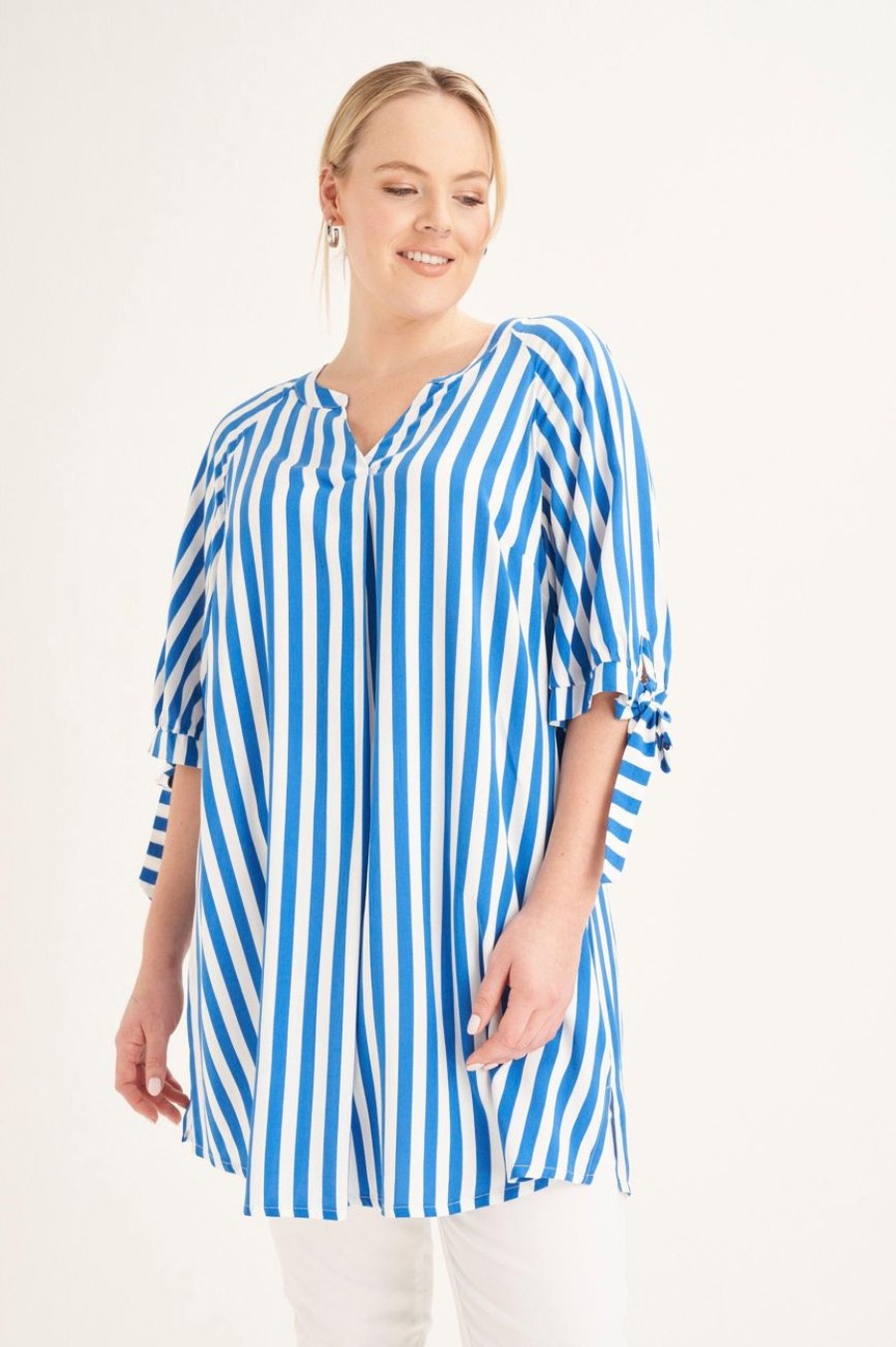 Clothing MILADYS | Stripe Henley Tunic Multi