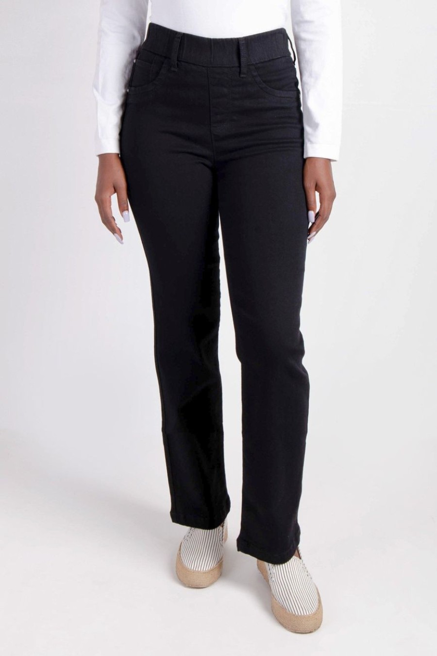 Clothing MILADYS | Pull On Straight Leg Twill Jeggings Black