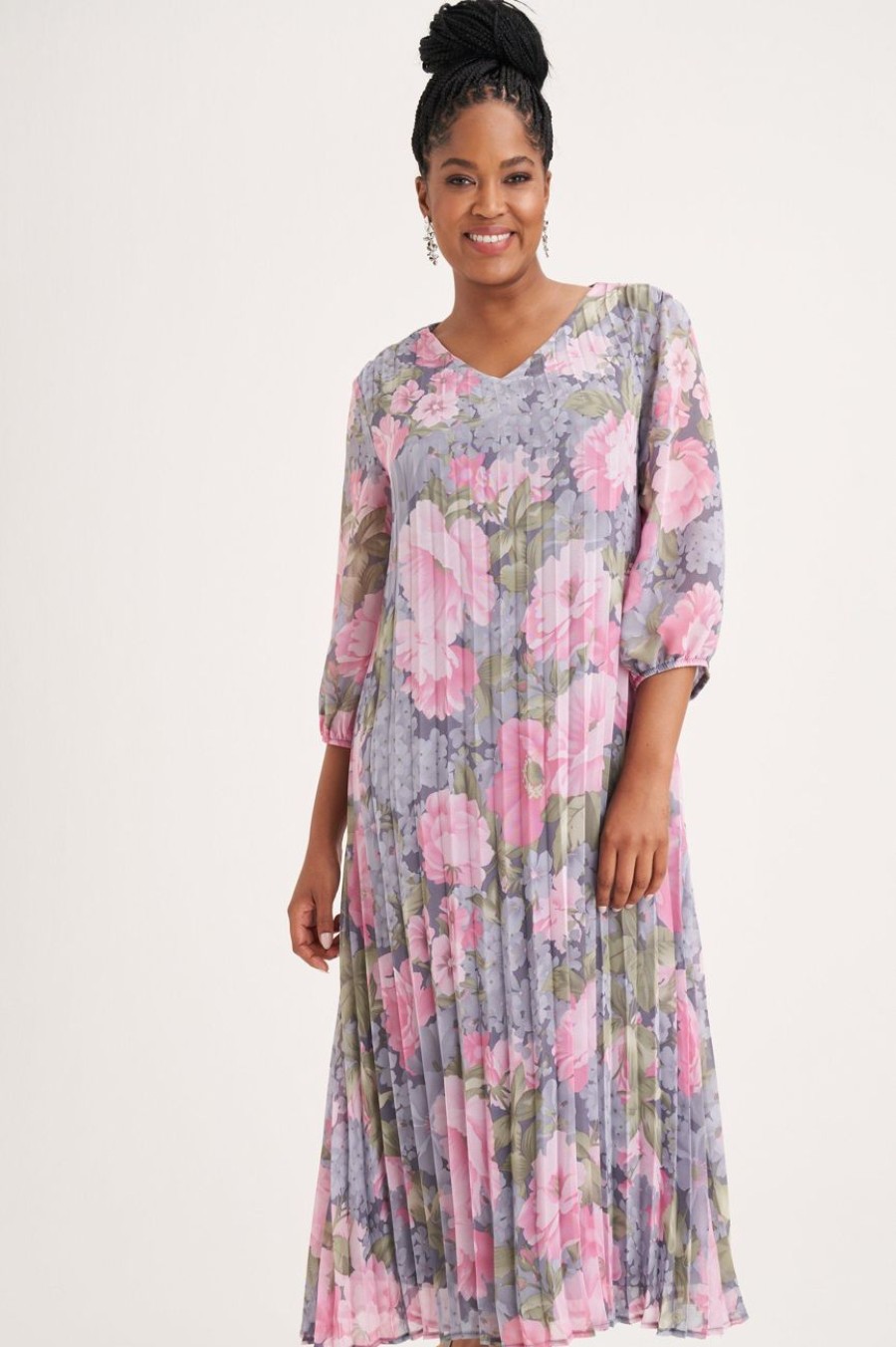 Clothing MILADYS | Floral Print Pleated Dress Multi