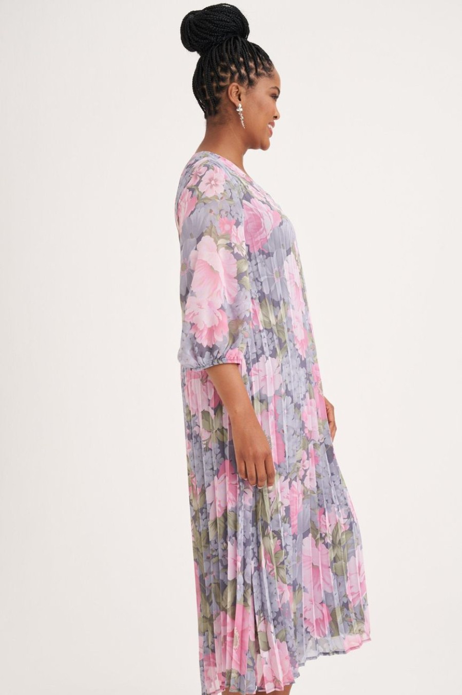 Clothing MILADYS | Floral Print Pleated Dress Multi