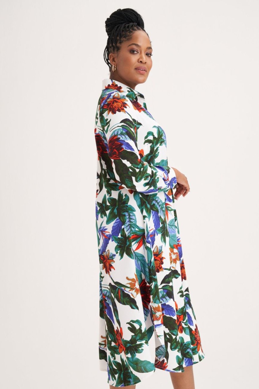 Clothing MILADYS | Tropical Print Shirt Dress Multi