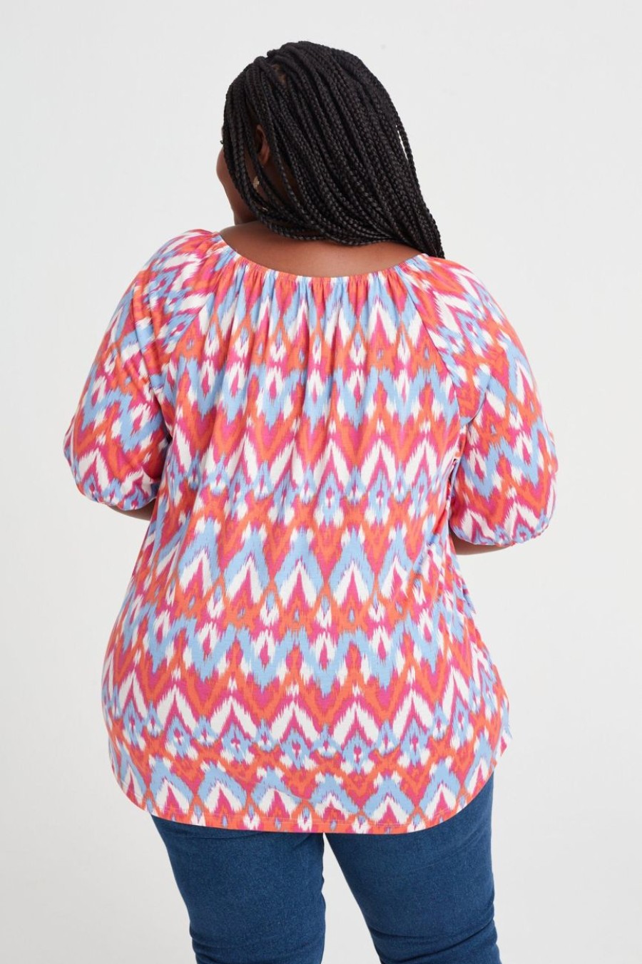 Clothing MILADYS | Abstract Print Peasant Top Multi