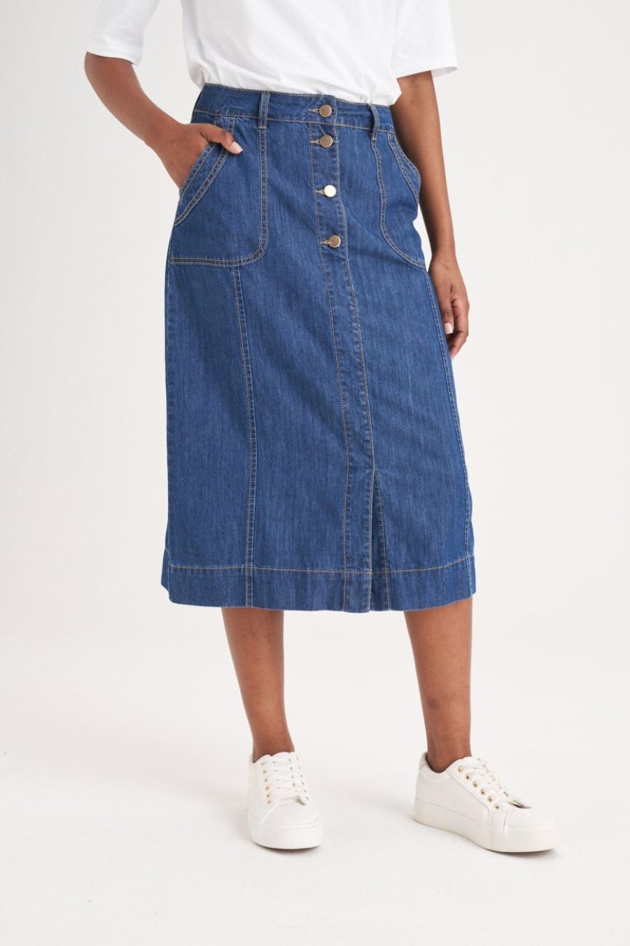 Clothing MILADYS | A-Line Denim Skirt Ink