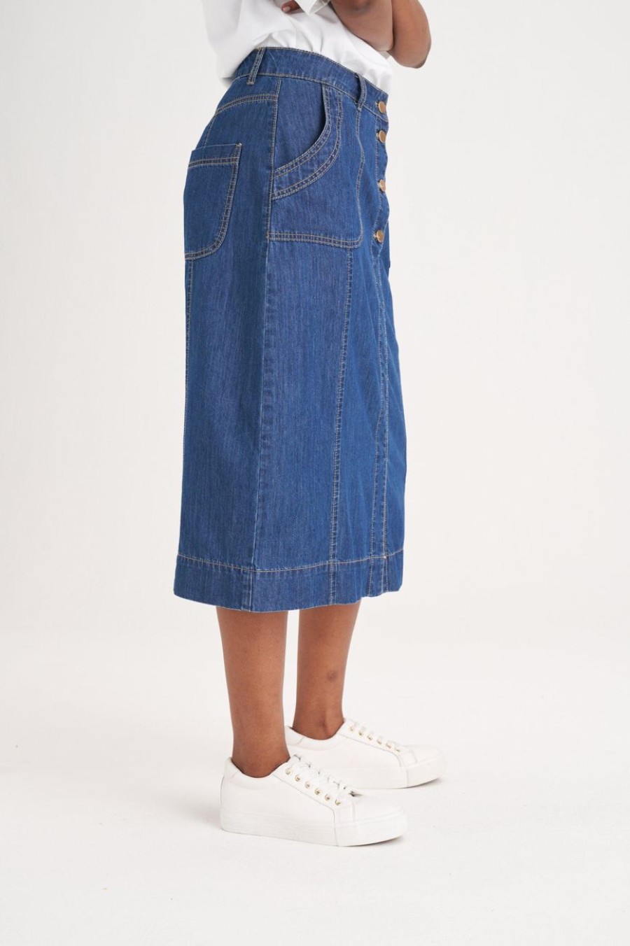 Clothing MILADYS | A-Line Denim Skirt Ink