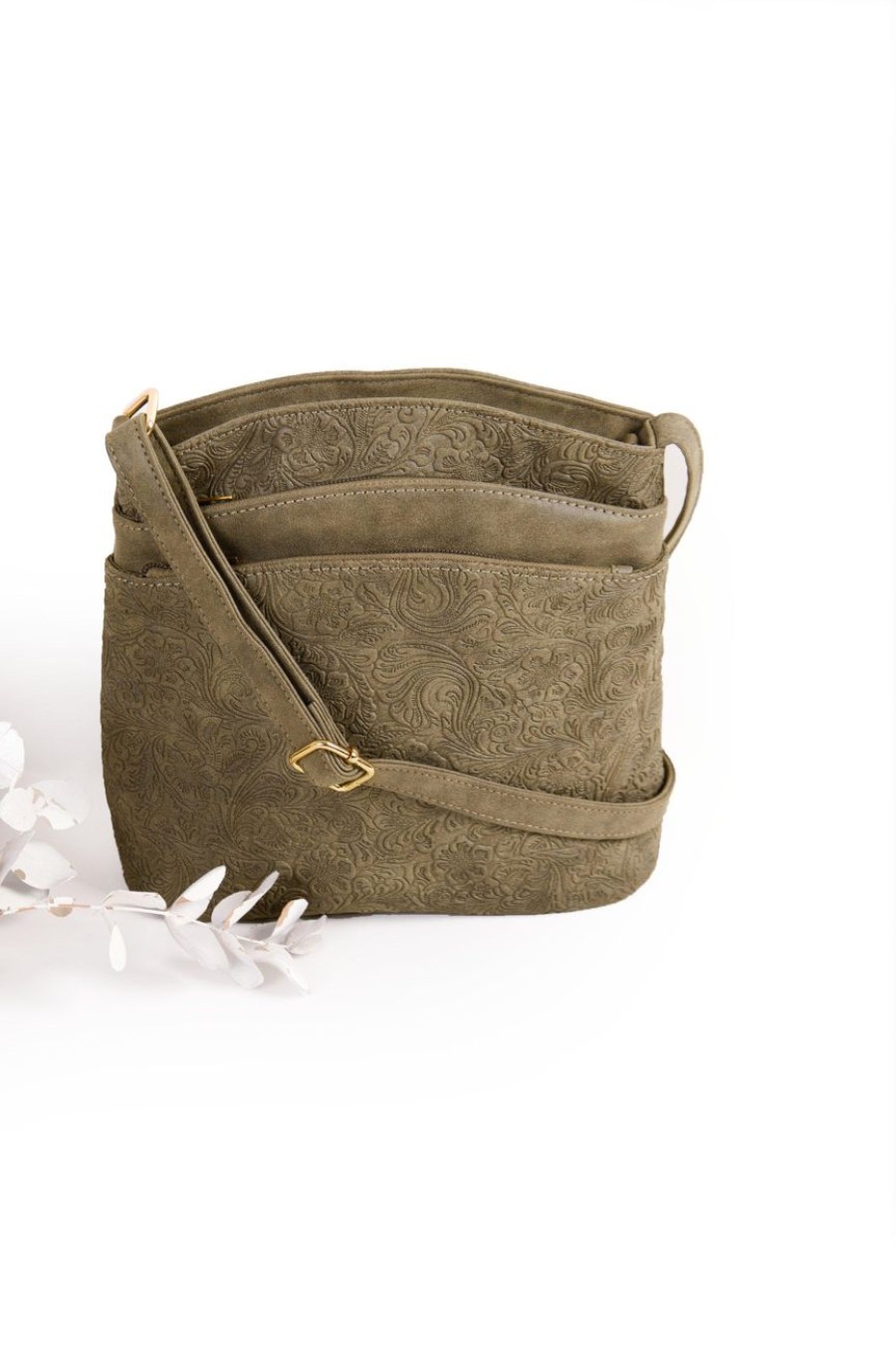 Accessories MILADYS | Embossed Crossbody Bag Fatigue