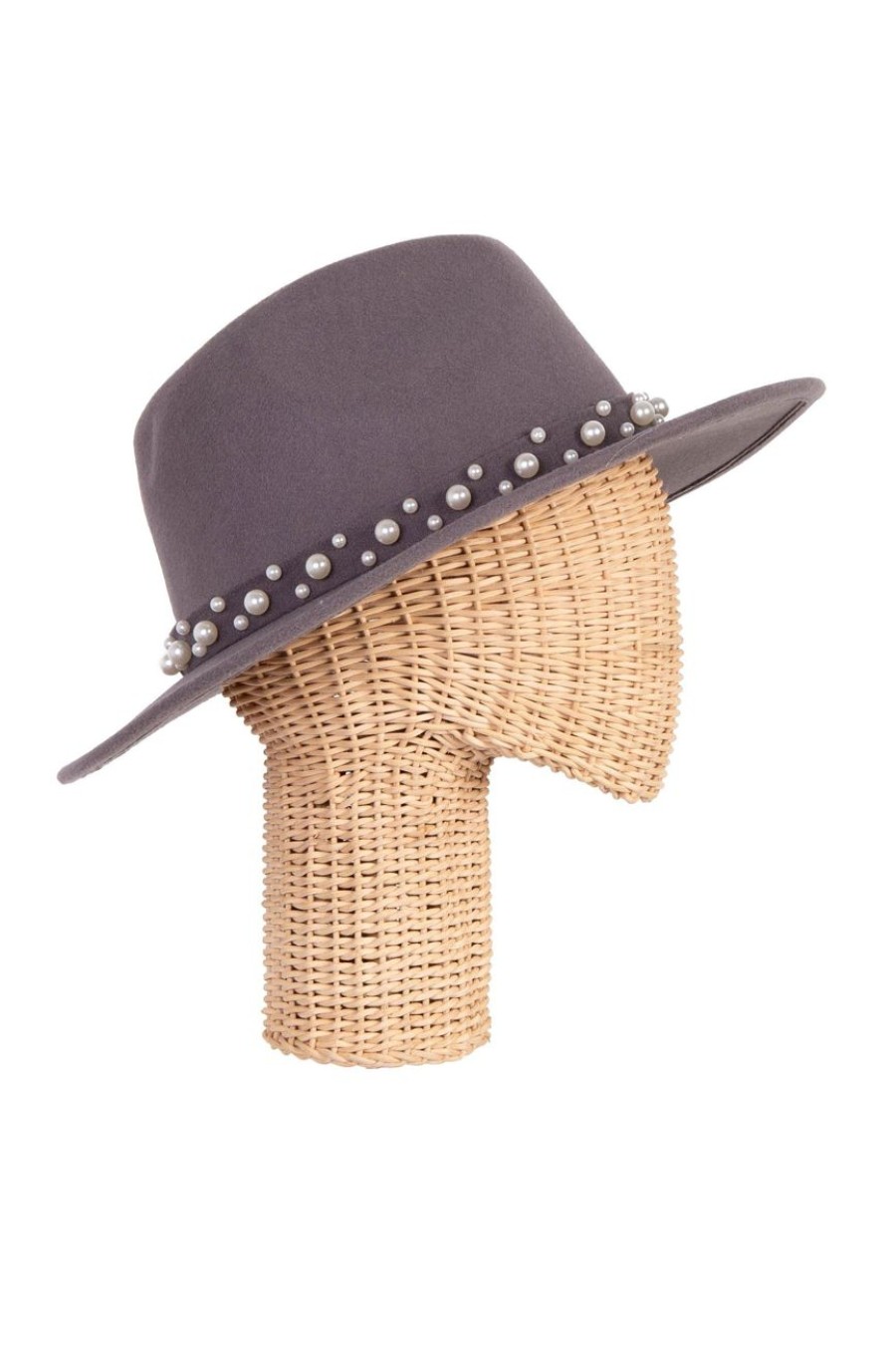 Accessories MILADYS | Fedora Hat With Trim Medium Grey