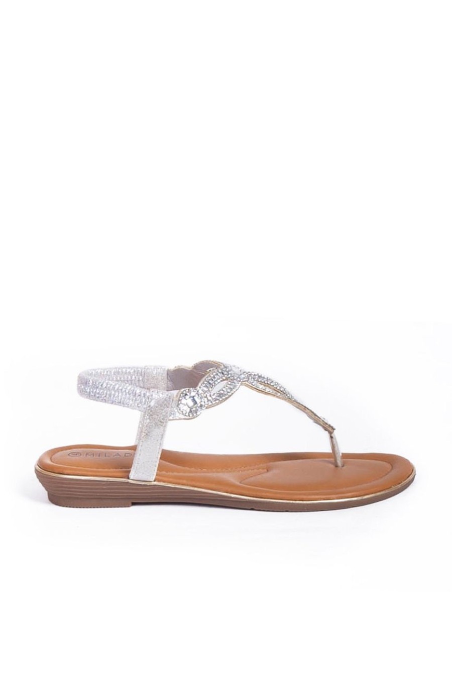 Shoes MILADYS | Thong Comfort Sandal Silver